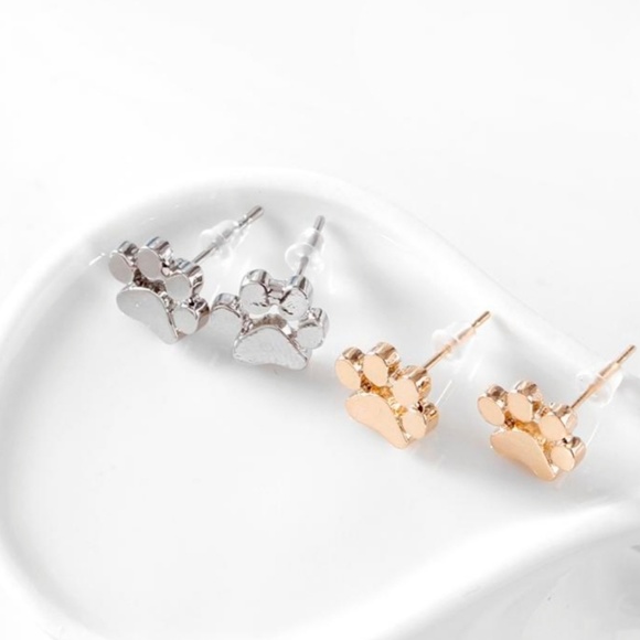 Paw Print Stud Earrings - Picture 3 of 3